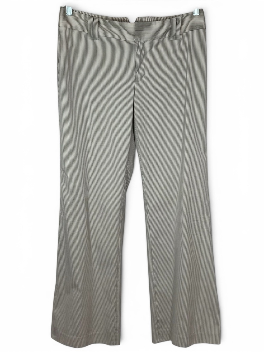 Banana Republic Cream Black Pinstripe Bootcut Pants Lined Stretch Trousers